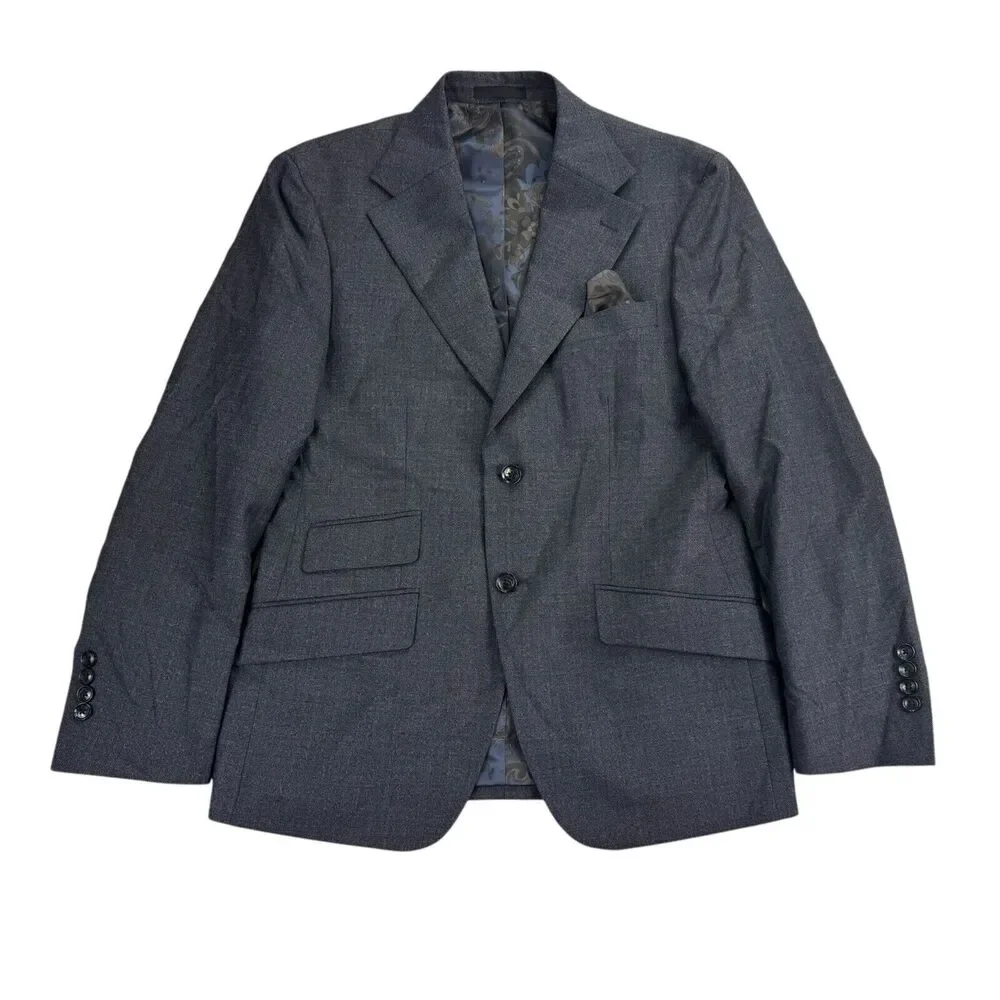 Tallia Mens Slim Fit Stretch Solid Wool Blend Suit Jacket Navy Blue 38S